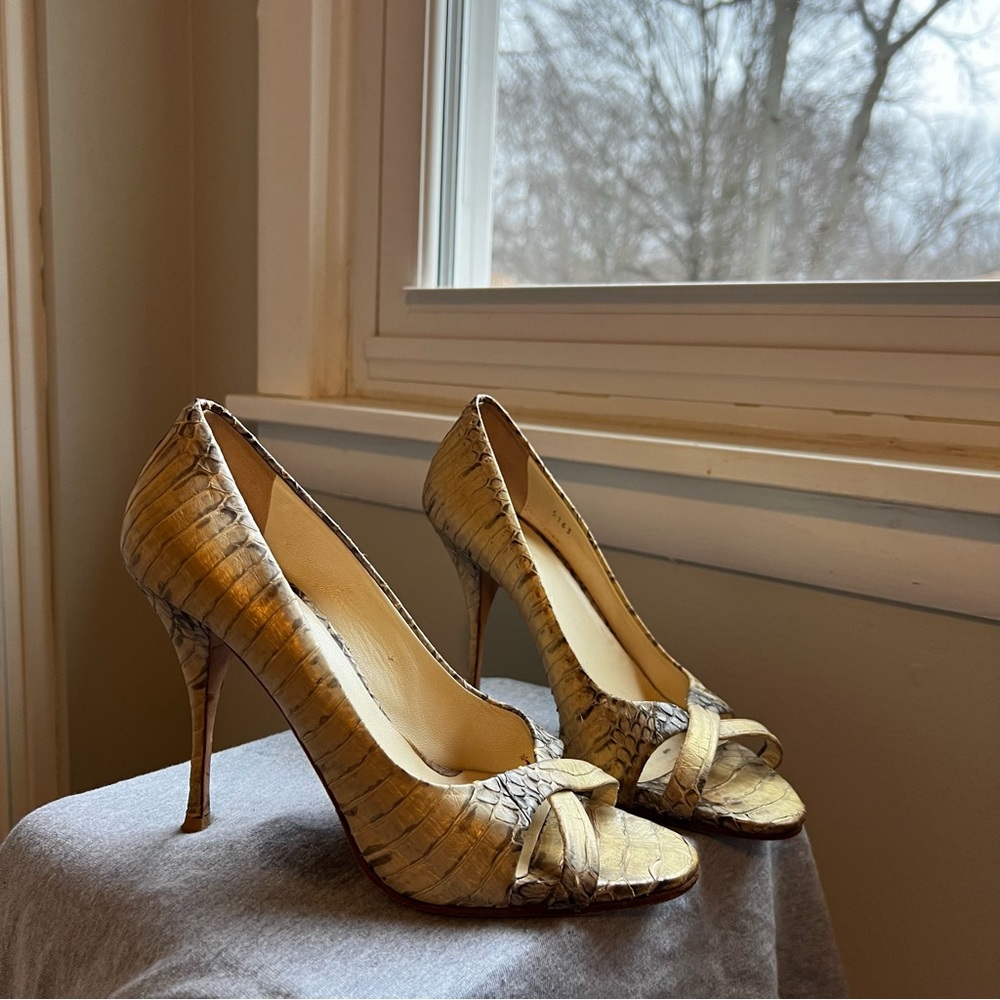 Miumiu heels sandals exotic leather